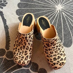 Swedish Hasbeens 41 Leopard Clog High NWOT